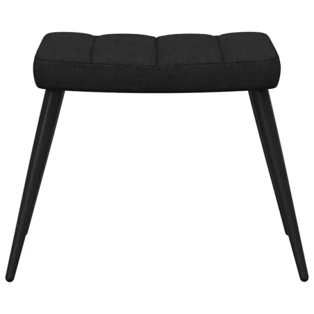 Chaise de relaxation avec tabouret Noir Tissu