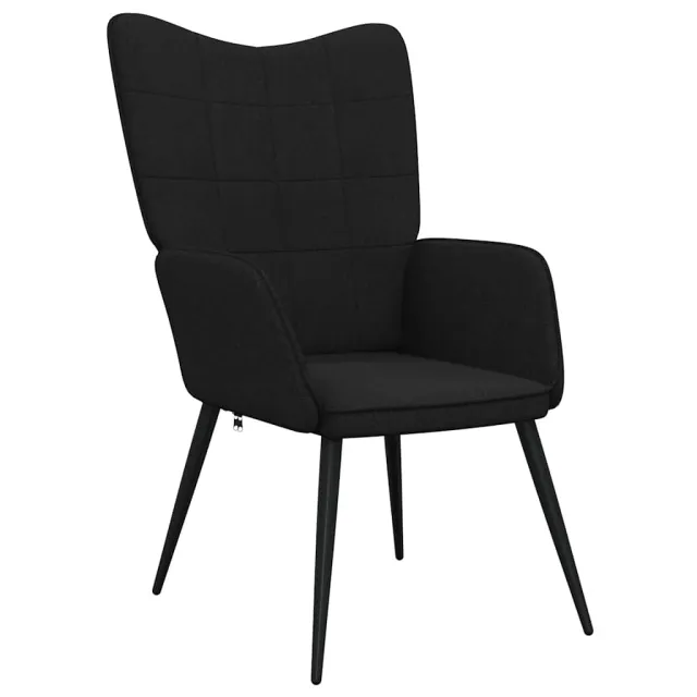 Chaise de relaxation avec tabouret Noir Tissu