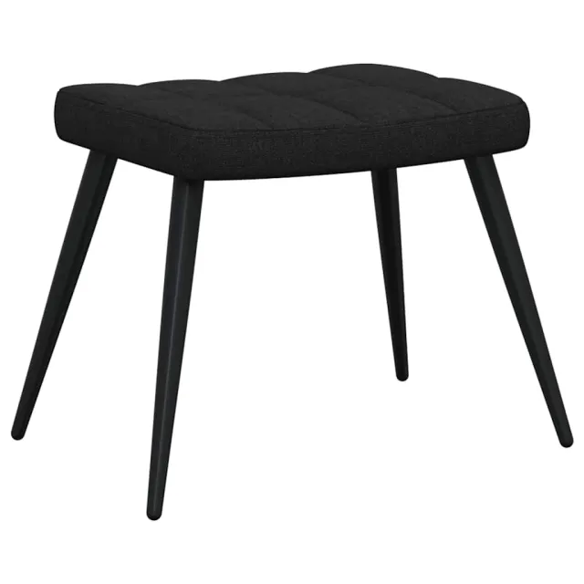 Chaise de relaxation avec tabouret Noir Tissu