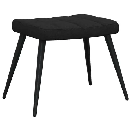 Chaise de relaxation avec tabouret Noir Tissu