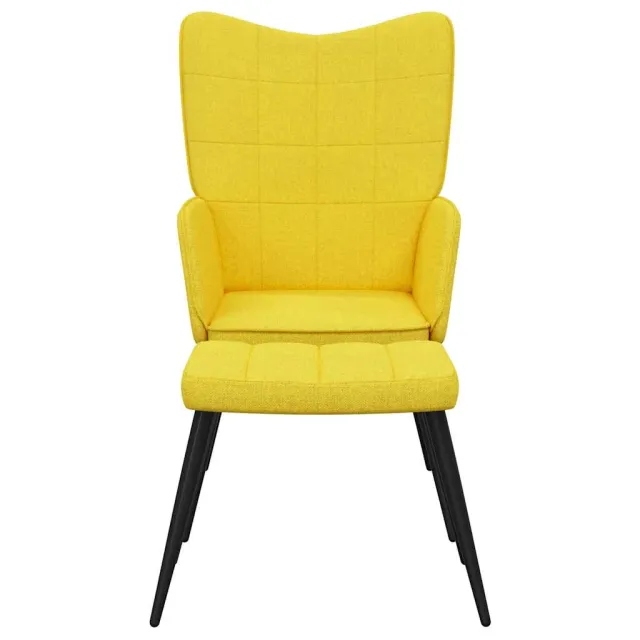 Chaise de relaxation avec tabouret Jaune moutarde Tissu