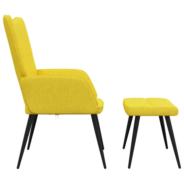 Chaise de relaxation avec tabouret Jaune moutarde Tissu