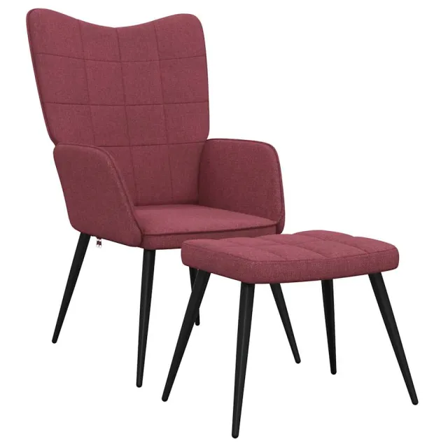 Chaise de relaxation avec tabouret Rouge bordeaux Tissu