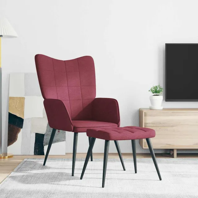 Chaise de relaxation avec tabouret Rouge bordeaux Tissu