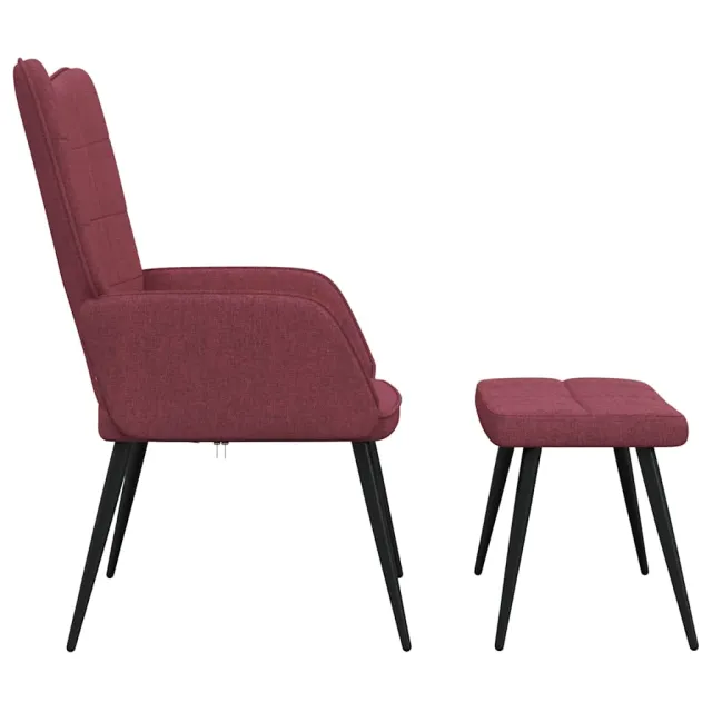 Chaise de relaxation avec tabouret Rouge bordeaux Tissu
