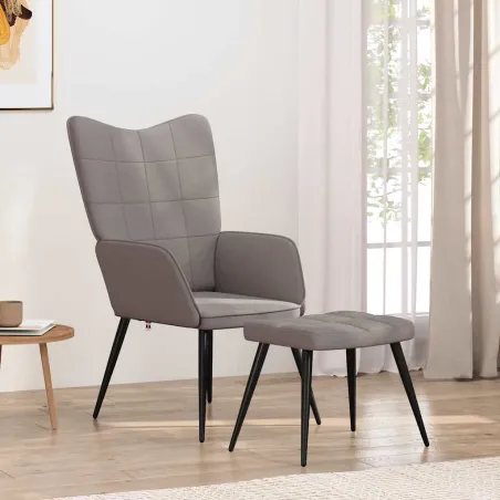 Chaise de relaxation avec tabouret Taupe Tissu