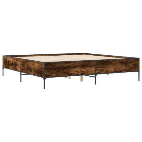 Cadre de lit sans matelas chêne fumé 200x200 cm