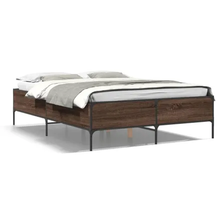 Cadre de lit sans matelas chêne marron 150x200 cm 2