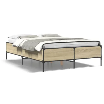 Cadre de lit sans matelas chêne sonoma 140x190 cm 2