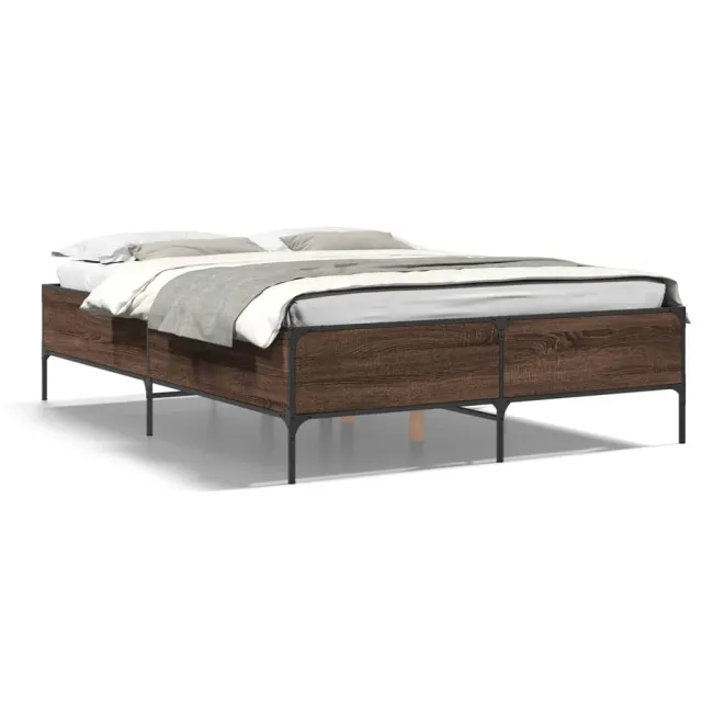 Cadre de lit sans matelas chêne marron 135x190 cm