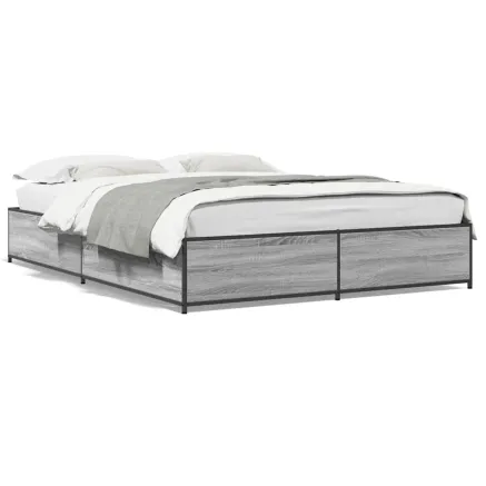 Cadre de lit sans matelas sonoma gris 150x200 cm 2