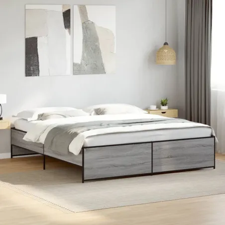 Cadre de lit sans matelas sonoma gris 200x200 cm