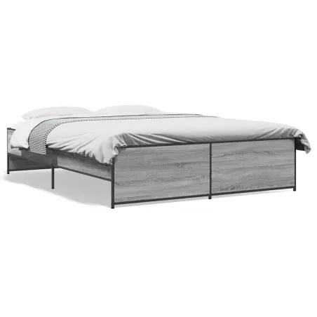 Cadre de lit sans matelas sonoma gris 160x200 cm