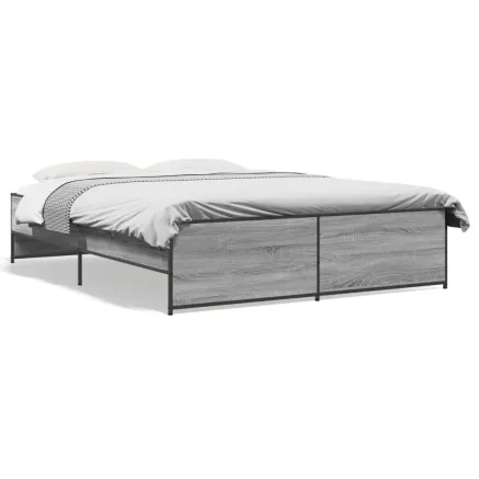 Cadre de lit sans matelas sonoma gris 150x200 cm 2
