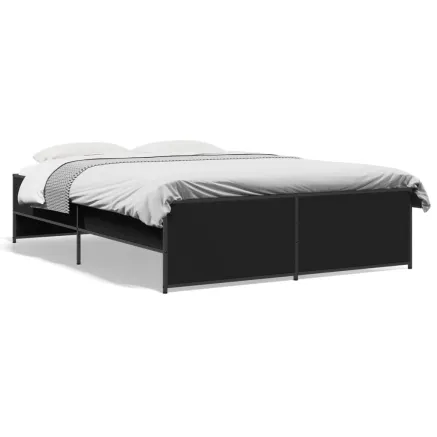 Cadre de lit sans matelas noir 135x190 cm 2