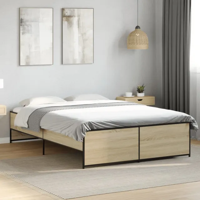 Cadre de lit sans matelas chêne sonoma 135x190 cm