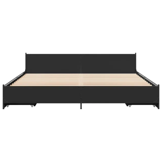 Cadre de lit avec tiroirs sans matelas noir 200x200 cm