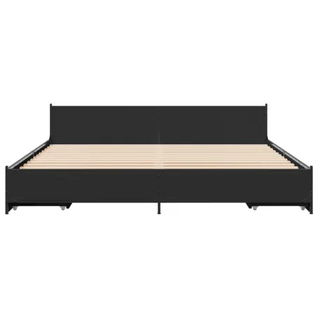 Cadre de lit avec tiroirs sans matelas noir 200x200 cm