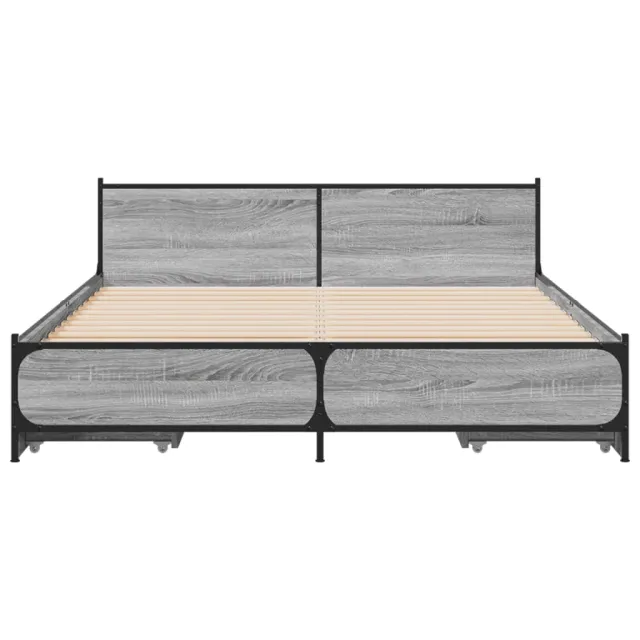 Cadre de lit avec tiroirs sans matelas sonoma gris 135x190 cm