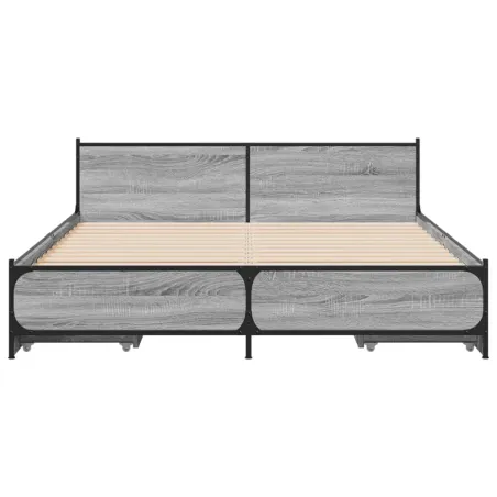 Cadre de lit avec tiroirs sans matelas sonoma gris 135x190 cm