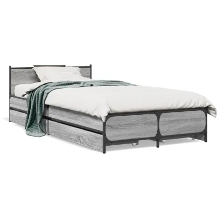 Cadre de lit avec tiroirs sans matelas sonoma gris 75x190 cm 2