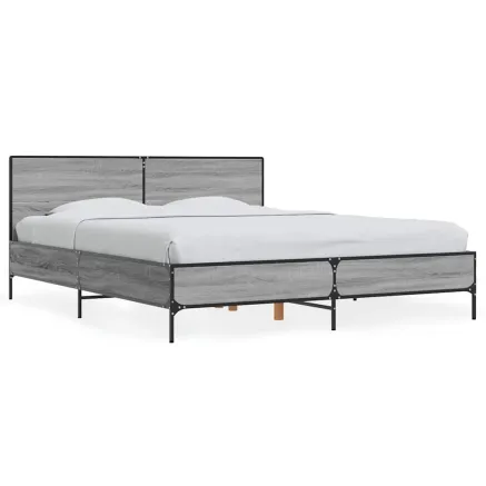 Cadre de lit sans matelas sonoma gris 150x200 cm 2