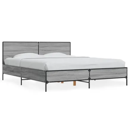 Cadre de lit sans matelas sonoma gris 160x200 cm 2