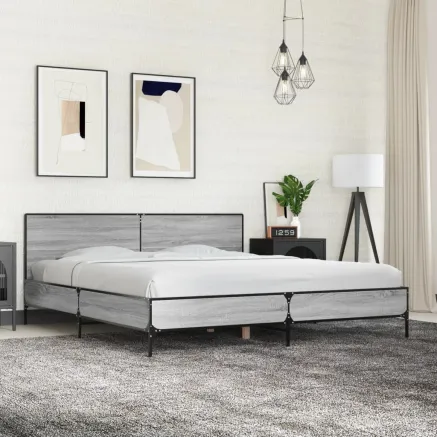 Cadre de lit sans matelas sonoma gris 200x200 cm