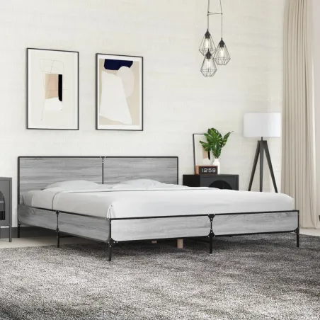Cadre de lit sans matelas sonoma gris 200x200 cm