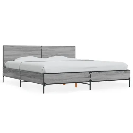 Cadre de lit sans matelas sonoma gris 200x200 cm 2