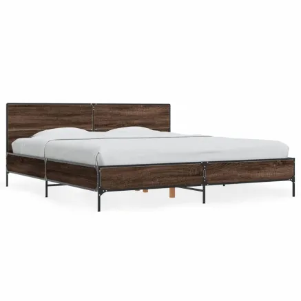 Cadre de lit sans matelas chêne marron 200x200 cm 2