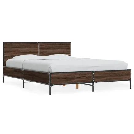 Cadre de lit sans matelas chêne marron 135x190 cm 2