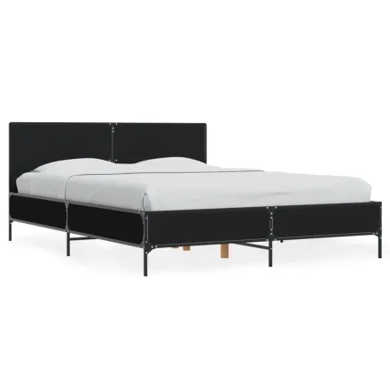 Cadre de lit sans matelas noir 140x190 cm 2