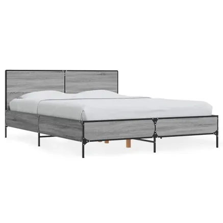 Cadre de lit sans matelas sonoma gris 140x190 cm 2