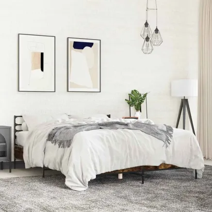 Cadre de lit sans matelas chêne fumé 150x200 cm