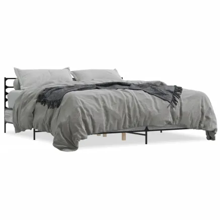 Cadre de lit sans matelas sonoma gris 200x200 cm 2