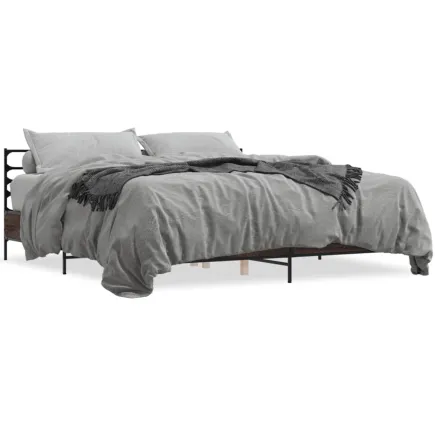 Cadre de lit sans matelas chêne marron 200x200 cm 2