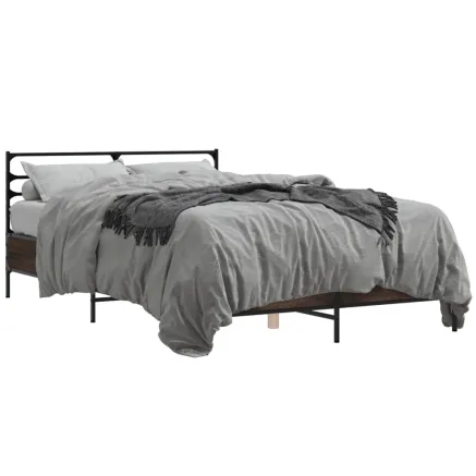 Cadre de lit sans matelas chêne marron 135x190 cm 2
