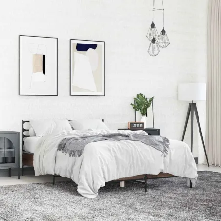 Cadre de lit sans matelas chêne marron 140x190 cm