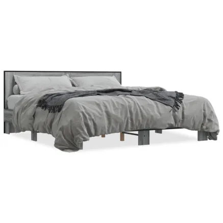 Cadre de lit sans matelas sonoma gris 200x200 cm 2