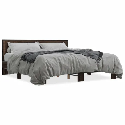 Cadre de lit sans matelas chêne marron 200x200 cm 2