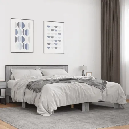 Cadre de lit sans matelas sonoma gris 150x200 cm