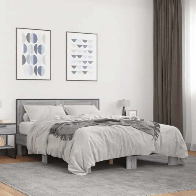 Cadre de lit sans matelas sonoma gris 120x200 cm