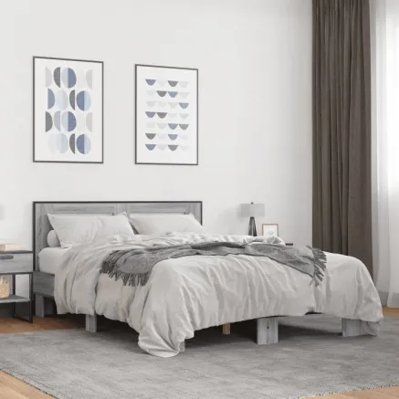 Cadre de lit sans matelas sonoma gris 120x190 cm