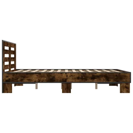 Cadre de lit sans matelas chêne fumé 135x190 cm