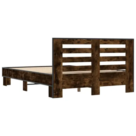 Cadre de lit sans matelas chêne fumé 135x190 cm