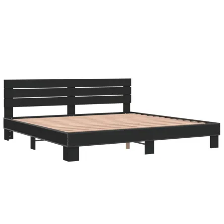 Cadre de lit sans matelas noir 200x200 cm
