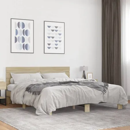 Cadre de lit sans matelas chêne sonoma 200x200 cm
