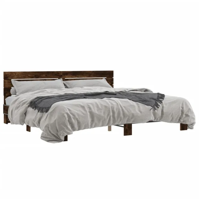 Cadre de lit sans matelas chêne fumé 200x200 cm