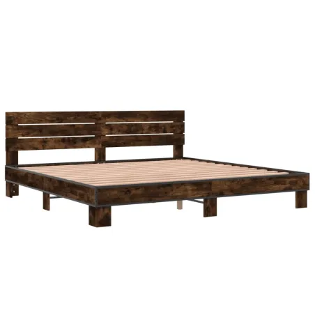 Cadre de lit sans matelas chêne fumé 200x200 cm